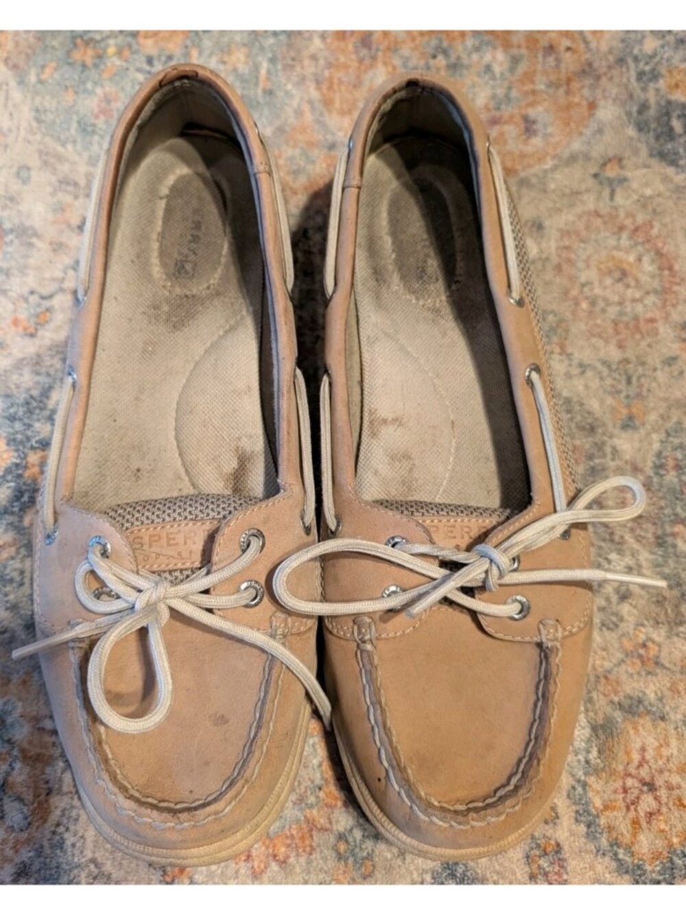 Sperry Topsider Bluefish 2 Eye Boat Shoes Loafers Size 9.5 M Linen Oat